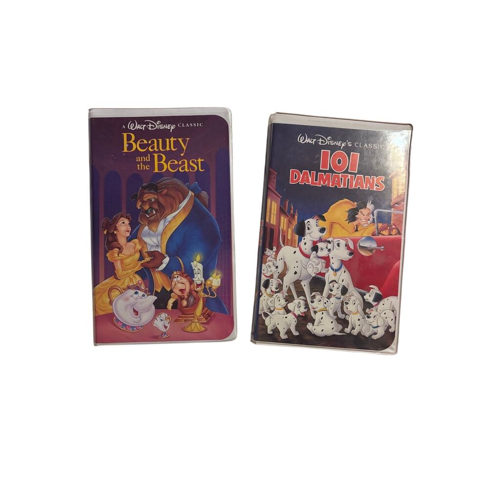 Disney VHS Lot Beauty and the Beast + 101 Dalmatians Black Diamond Classics
